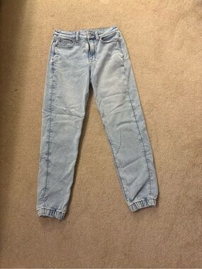 American Eagle Outfitters Light Blue Boyfriend Jeans with Elastic Cuffs
